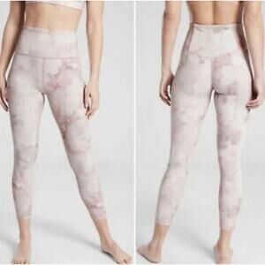 Athleta High Rise Elation Leggings Athletic 25" Snow Dye Rosario Pink Size Small